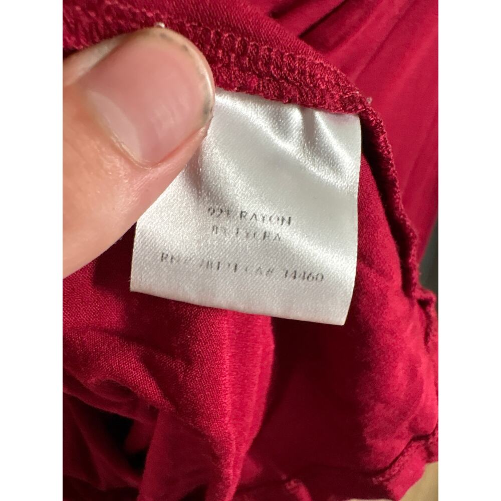 Eileen Fisher Long Sleeve Top Womens M Red Stretch Jersey Minimalist Casual Tee - Picture 6 of 7